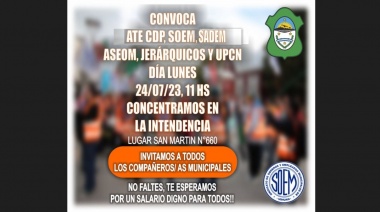 Municipales de Ushuaia convocan a manifestarse el lunes próximo