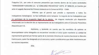 Tapia tildó de “ilegal” la permanencia de trabajadores y trabajadoras de Ambassador en la planta