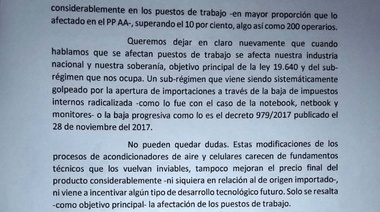 Recorte de la matriz productiva en TDF