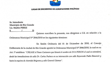 Piden que se cumpla con ordenanza que establece crear el “Paseo costanero Eva Perón”