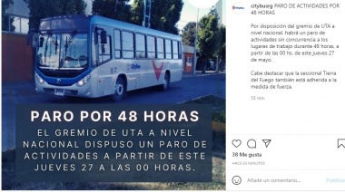 Paro de colectivos en el interior del país desde esta medianoche