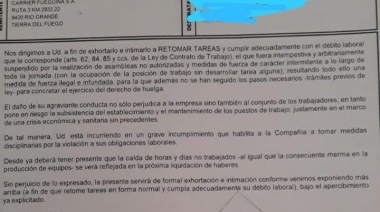 Carrier intimó a sus trabajadores para que cesen con los reclamos