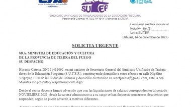 Solicitan con carácter de urgente la reliquidación de salarios con el reintegro de descuentos