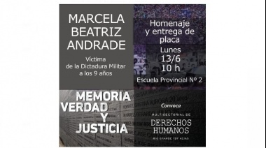 Multisectorial de Derechos Humanos acompañará la entrega de una placa por el asesinato de Marcela Andrade