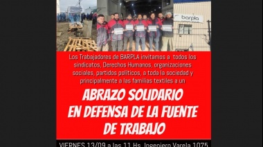 Este viernes es el abrazo solidario a Barpla