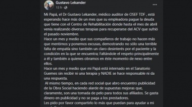 La hija de Lekander rechazó condolencias de la presidenta de OSEF