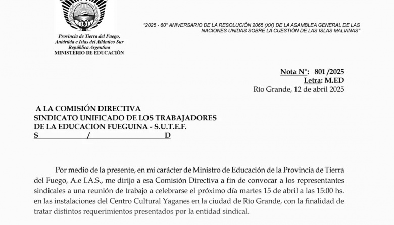 El sindicato docente fue convocado a reunión con el Ejecutivo
