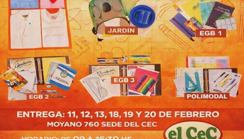 Comienza el miércoles la entrega de guardapolvos y útiles escolares