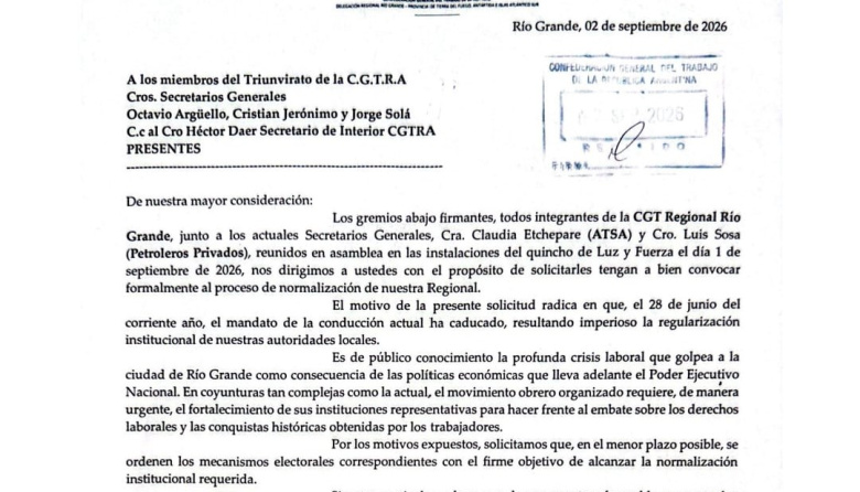 Formalizaron el pedido a la conducción nacional de urgente normalización para la regional