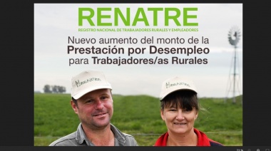 El RENATRE anunció un nuevo aumento del 9% en las prestaciones por desempleo