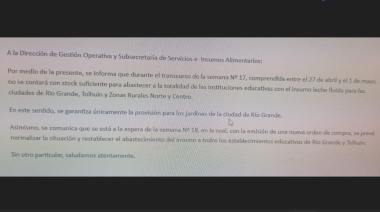 No habrá leche para las escuelas de la zona norte y centro