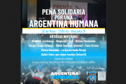 Organizan peña solidaria “Por una Argentina Humana”